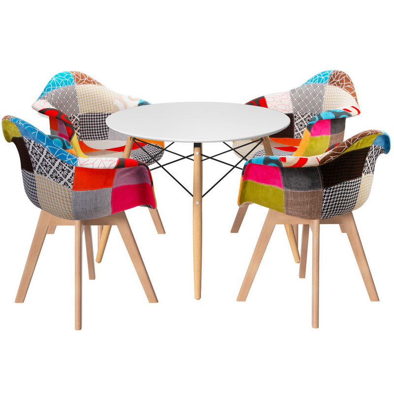 Artiss Dining Table 4 Chairs Set DSW White