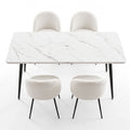 1 Artiss Dining Table and 4 Chairs Set White Marble Style