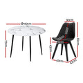 Artiss Dining Table 4 Chairs Set Marble Black