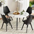 Artiss Dining Table 4 Chairs Set Marble Black