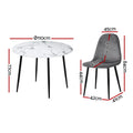 Artiss Dining Table 4 Chairs Set Marble Grey