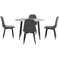Artiss Dining Table 4 Chairs Set Marble Grey