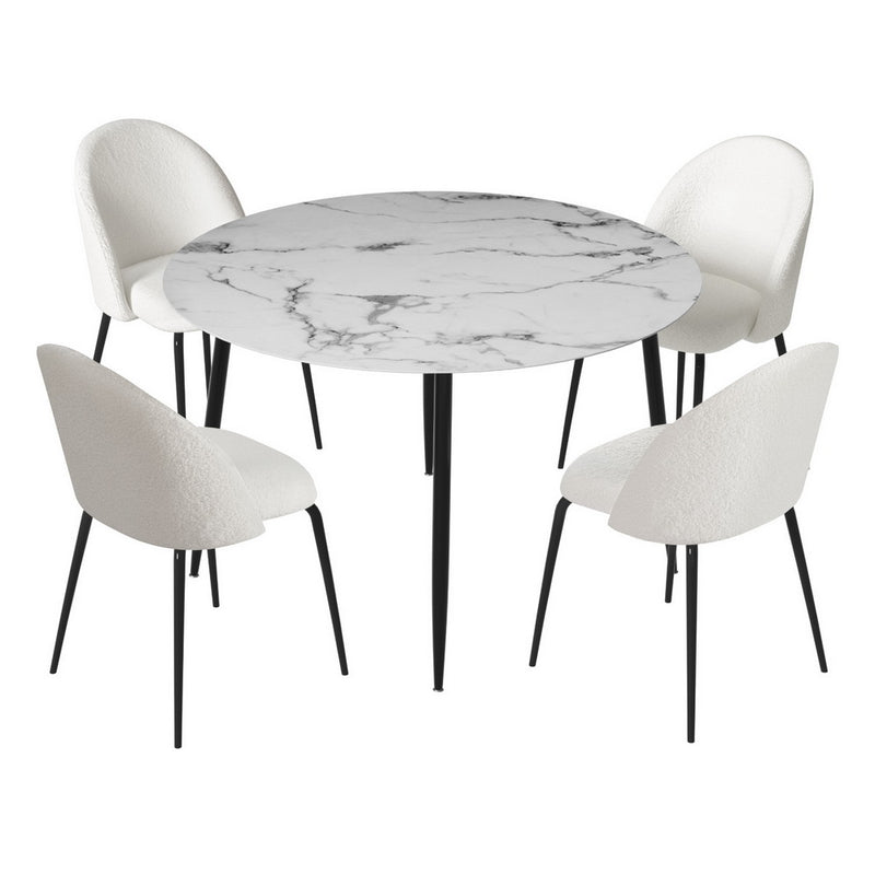 Artiss Dining Table 4 Chairs Set Marble White
