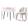 Artiss Dining Table 4 Chairs Set Marble White