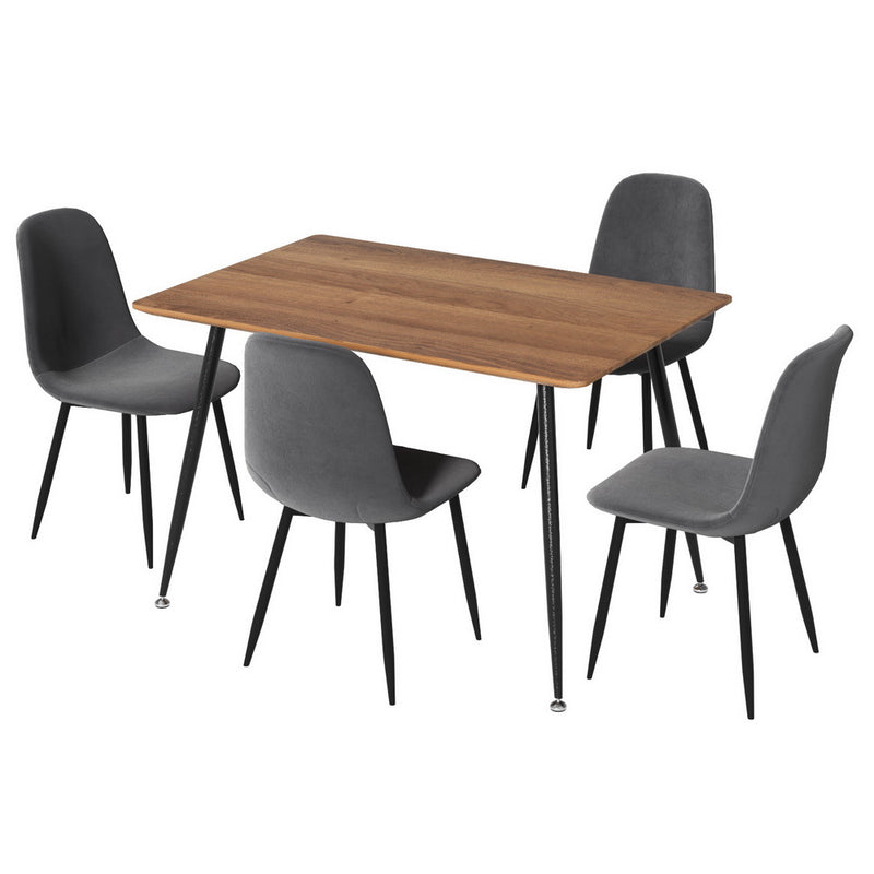 Artiss Dining Table and 4 Chairs Set Grey Metal