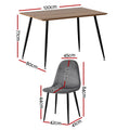 Artiss Dining Table and 4 Chairs Set Grey Metal