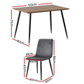 Artiss Dining Table 4 Chairs Set Grey Velvet