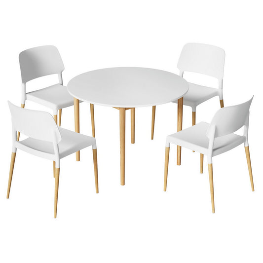 Artiss Dining Table 4 Chairs Set White Wood