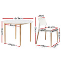 Artiss Dining Table 4 Chairs Set White Wood