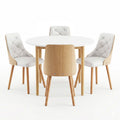 Artiss Dining Table and Chairs Set 5PCS Round 4 PU Leather Seater Dining Set White