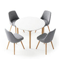 Artiss Round Dining Table and Chairs Set 5pcs Compact Kitchen Furniture White Natural Wood & Grey