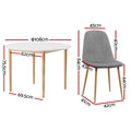 Artiss Dining Table 4 Chairs Set White Grey