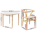 Artiss Dining Table 4 Chairs Set Wishbone Wood