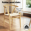 Artiss Dining Table 4 Chairs Set Wishbone Wood