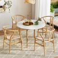 Artiss Dining Table 4 Chairs Set Wishbone Wood