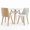 Artiss Dining Table and Chairs Set 3PCS 90cm 2 Seater Round Dining Set for Kitchen, Apartment, Dining Room White