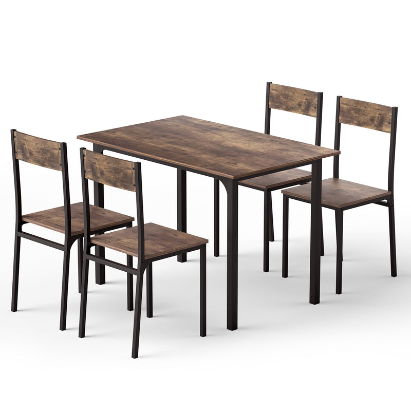 Artiss Dining Table Chairs Set 5 Compact Kitchen Rustic Brown