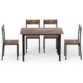 Artiss Dining Table Chairs Set 5 Compact Kitchen Rustic Brown