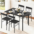 Artiss Dining Table Chairs Set 5 Marble Black Compact Kitchen