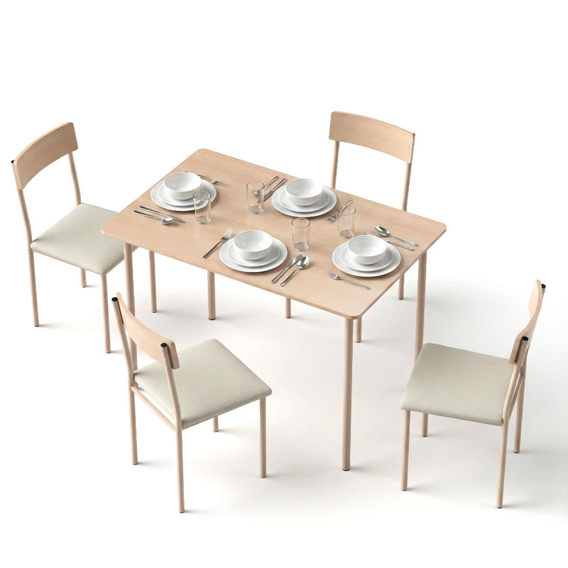 Artiss Dining Table Chairs Set 5 Natural Beige Compact Kitchen
