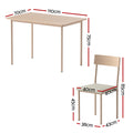 Artiss Dining Table Chairs Set 5 Natural Beige Compact Kitchen