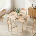 Artiss Dining Table Chairs Set 5 Natural Beige Compact Kitchen