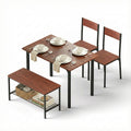 Artiss Dining Table Chairs Bench Set 4 Seater Storage Walnut