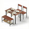 Artiss Dining Table and Chairs Set of 4 Storage Bench Kitchen Furniture Walnut