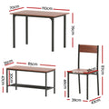 Artiss Dining Table Chairs Bench Set 4 Seater Storage Walnut
