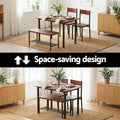 Artiss Dining Table Chairs Bench Set 4 Seater Storage Walnut