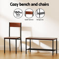 Artiss Dining Table Chairs Bench Set 4 Seater Storage Walnut