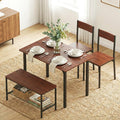 Artiss Dining Table Chairs Bench Set 4 Seater Storage Walnut