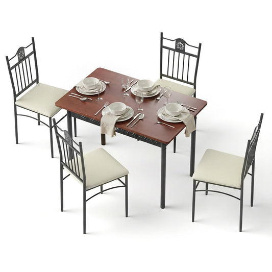 Artiss Dining Table Chairs Set 5 Compact Kitchen Upholstered