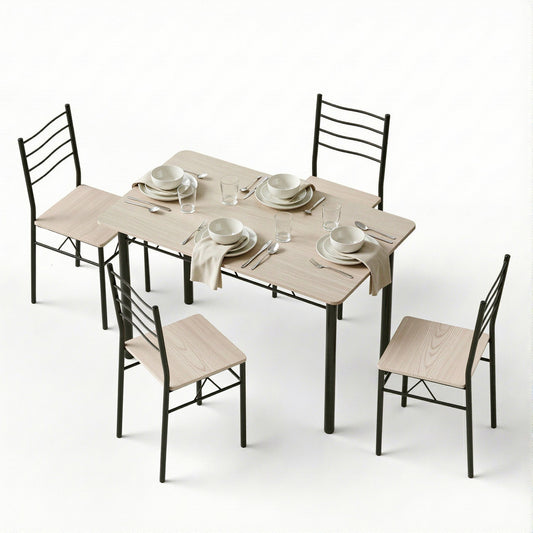 Artiss Dining Table Chairs Set 5 Kitchen Furniture Modern Oak
