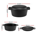 5-Star Chef 5L Cast Iron Dutch Oven Pot Lid Bread Baking