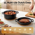 5-Star Chef 5L Cast Iron Dutch Oven Pot Lid Bread Baking