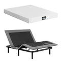 Artiss Double size bed frame & Giselle Bedding Double Mattress Combo, adjustable bed Base for Snoring Relief, Independent Head Foot Incline, Wireless Remote, Black,20cm Thickness