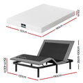 Artiss Double size bed frame & Giselle Bedding Double Mattress Combo, adjustable bed Base for Snoring Relief, Independent Head Foot Incline, Wireless Remote, Black,20cm Thickness