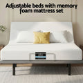 Artiss Queen size bed frame & Giselle Bedding Mattress Queen Combo, adjustable bed Base for Snoring Relief, Independent Head Foot Incline, Wireless Remote, Black,20cm Thickness