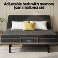 Artiss Double size bed frame with Giselle Bedding Double Mattress, adjustable bed Base Combo for Snoring Relief, Independent Head Foot Incline, Wireless Remote, Black,18cm Thickness
