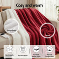 Giselle Electric Blanket 200x180cm Fleece Heated Throw Burgundy