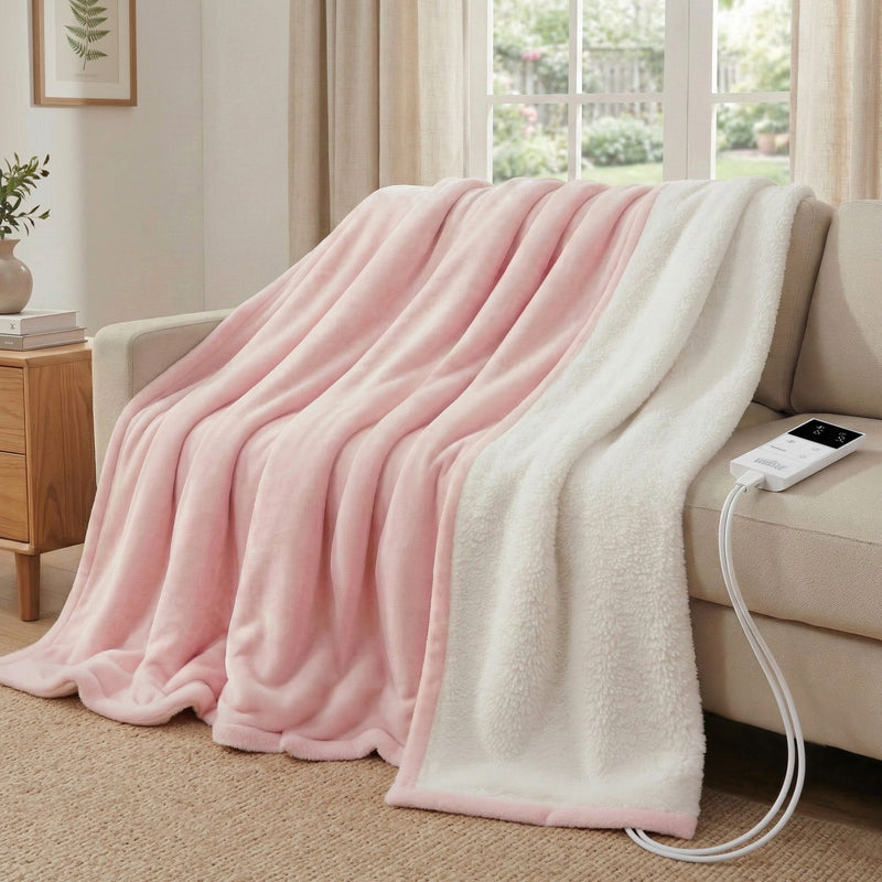 Giselle Electric Blanket DOUBLE 200x180cm Heated Throw Pink