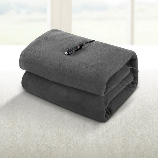 Giselle Electric Heated Blanket Car Throw Grey 12V