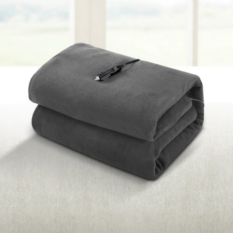 Giselle Electric Heated Blanket Car Throw Grey 150x100cm
