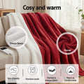 Giselle Electric Blanket Heated Throw Burgundy Fleece Dual Side