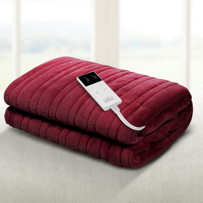 Giselle Electric Blanket Heated Throw Red Fleece 120x160cm