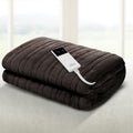 Giselle Electric Throw Rug Heated Blanket Fleece Washable Winter Warm Brown