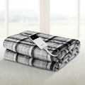Giselle Electric Blanket Throw Grey White Checkered Heated Washable