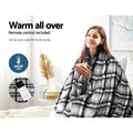 Giselle Electric Blanket Throw Grey White Checkered Heated Washable