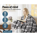 Giselle Electric Blanket Throw Grey White Checkered Heated Washable